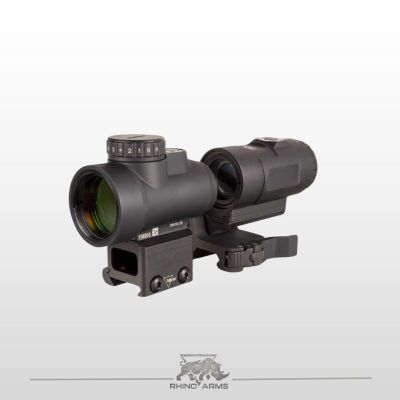 Trijicon MRO HD 1x25 Red Dot Sight with 3x Magnifier Adjustable 68 MOA Reticle with a 2.0 MOA Dot on a Full Co-Witness Mount; 3x Magnifier with Quick Release Flip-to-Side Mount